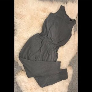 GREY WOMEN CREW NECK JUMPSUIT